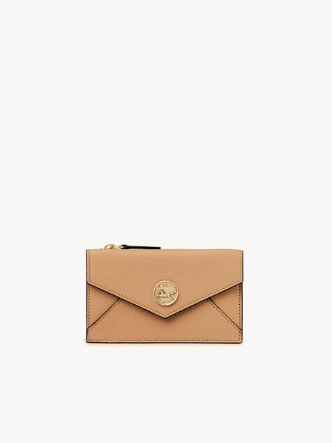 Small Envelope purse with card slots in grained leather