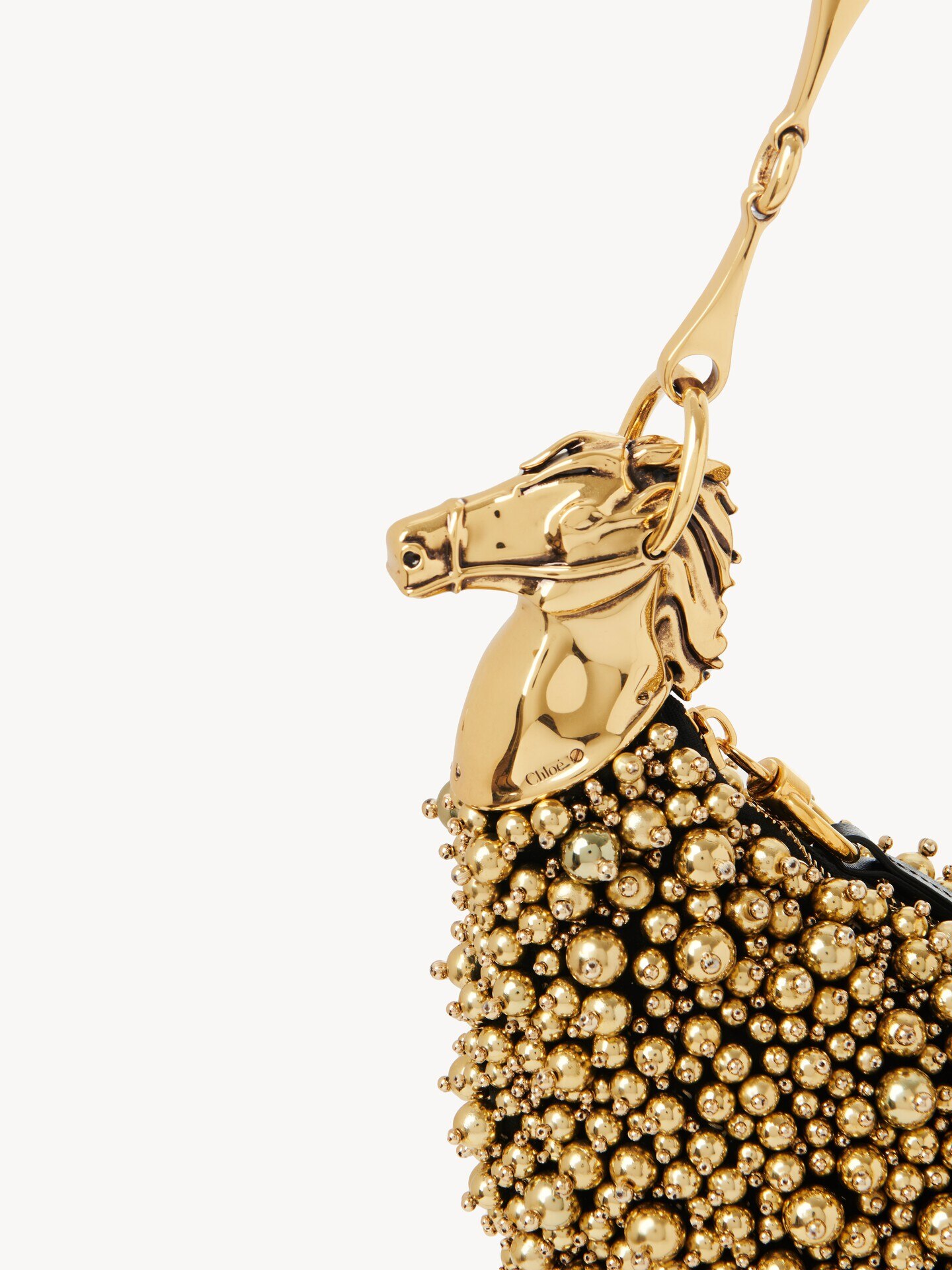 Chain Horse shoulder bag in beaded suede leather - 8