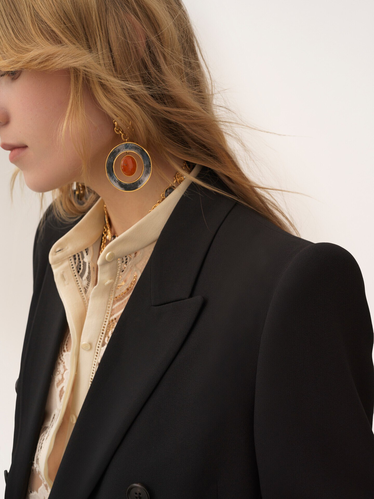 Double-breasted tailored jacket in a cr&ecirc;pe mix - 7