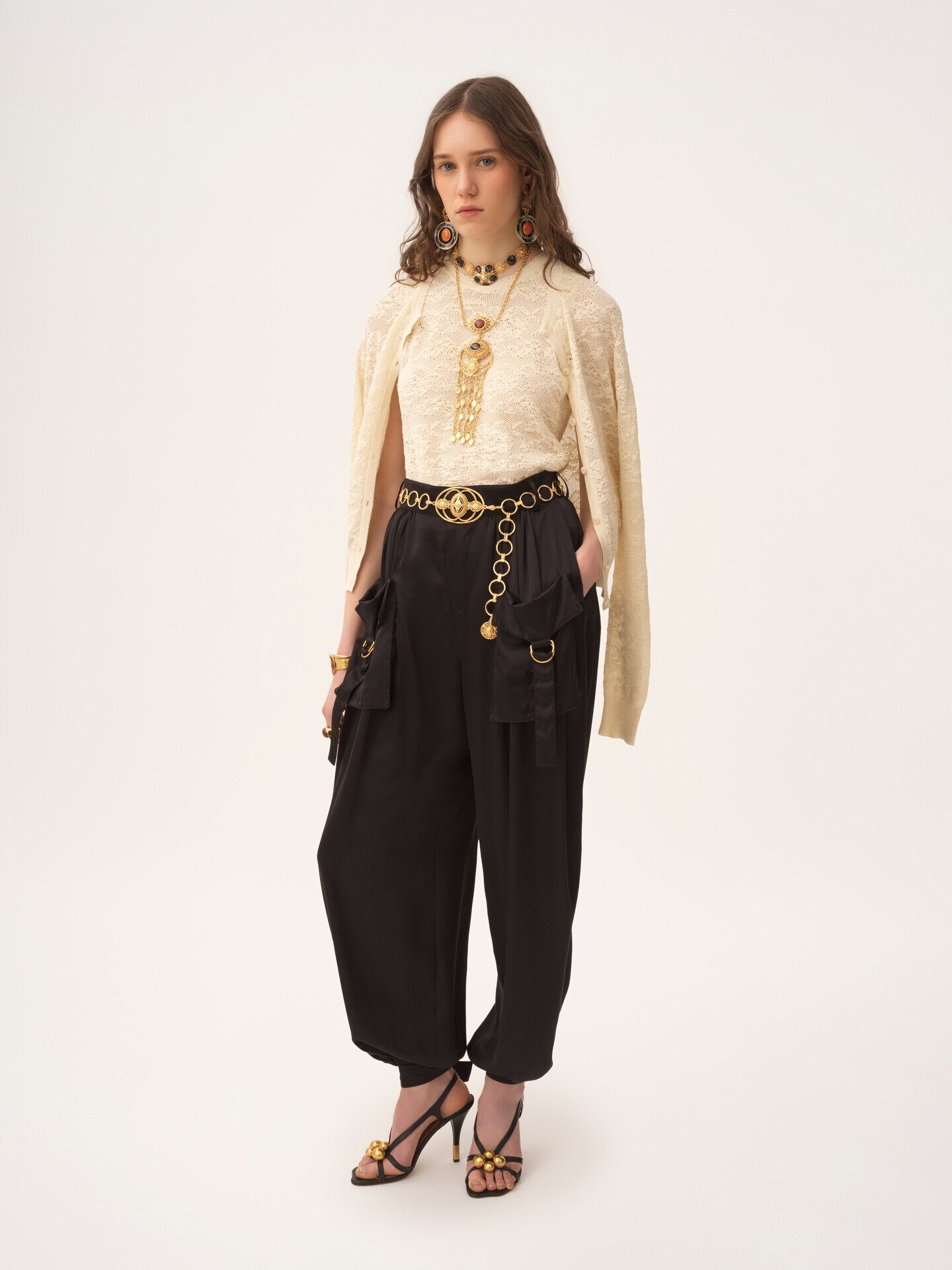 Fluid cargo pants in silk satin - 3