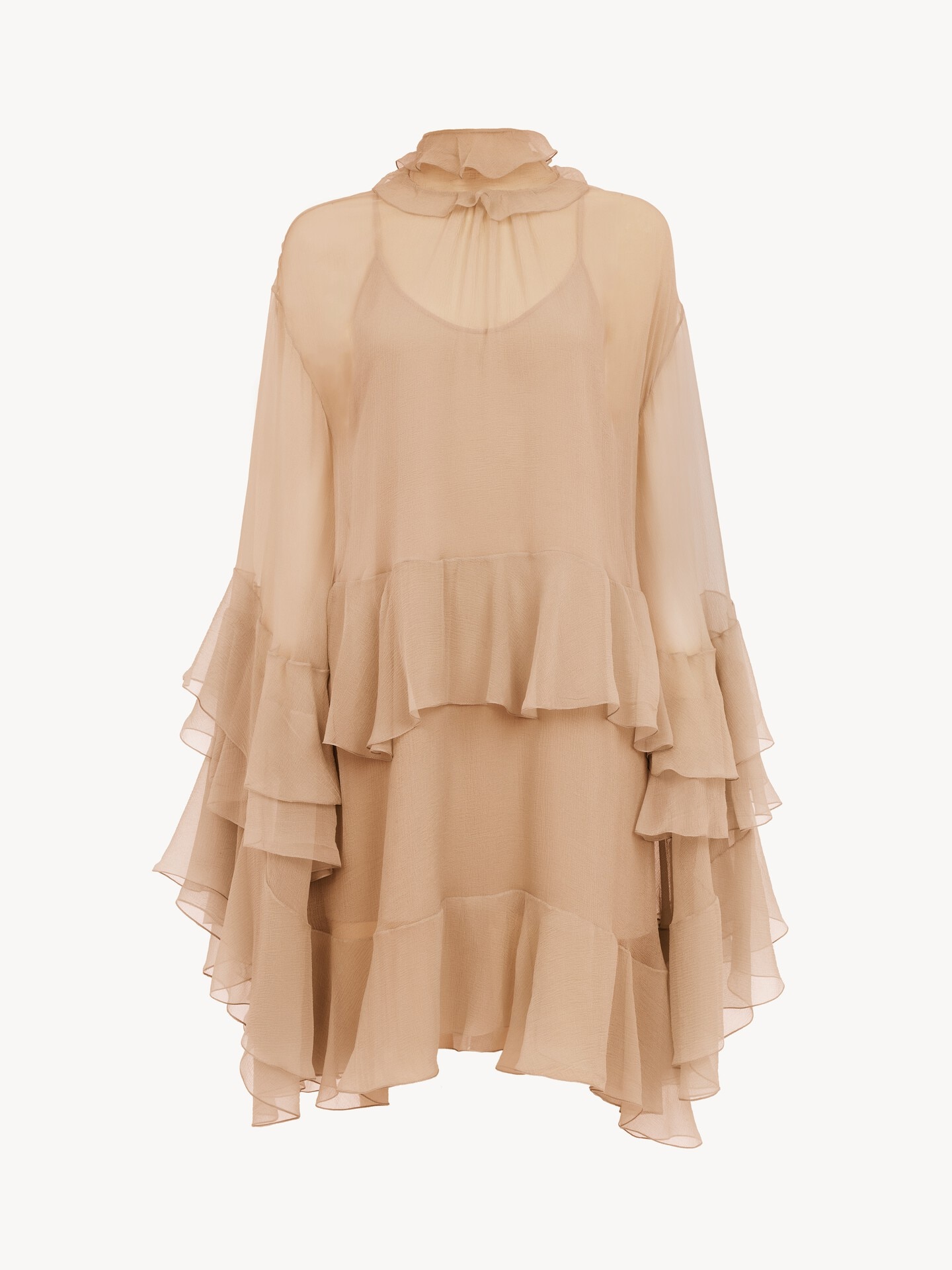 Minivestido con volantes de muselina de seda - 1