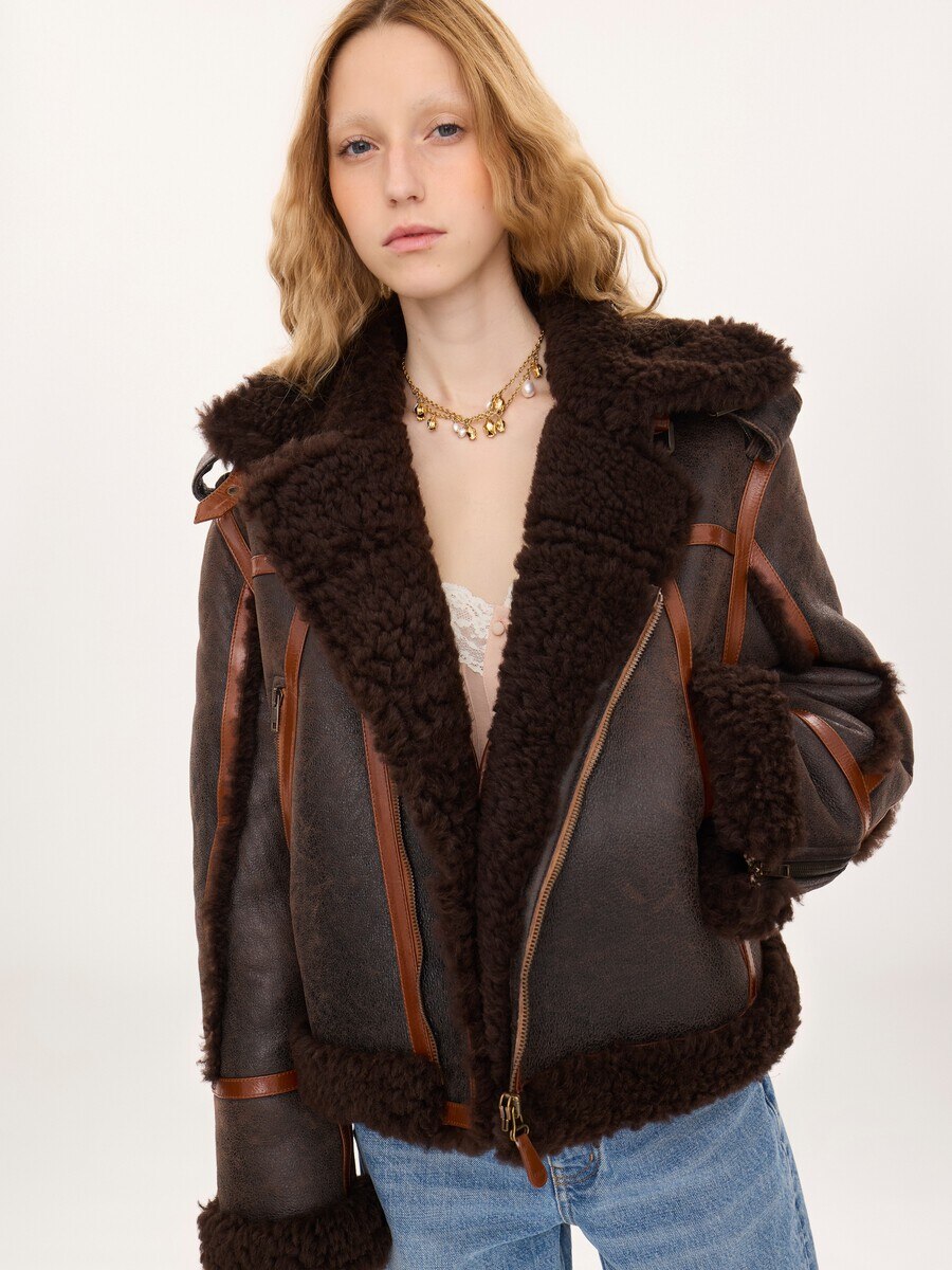 High-neck jacket in shearling - 9