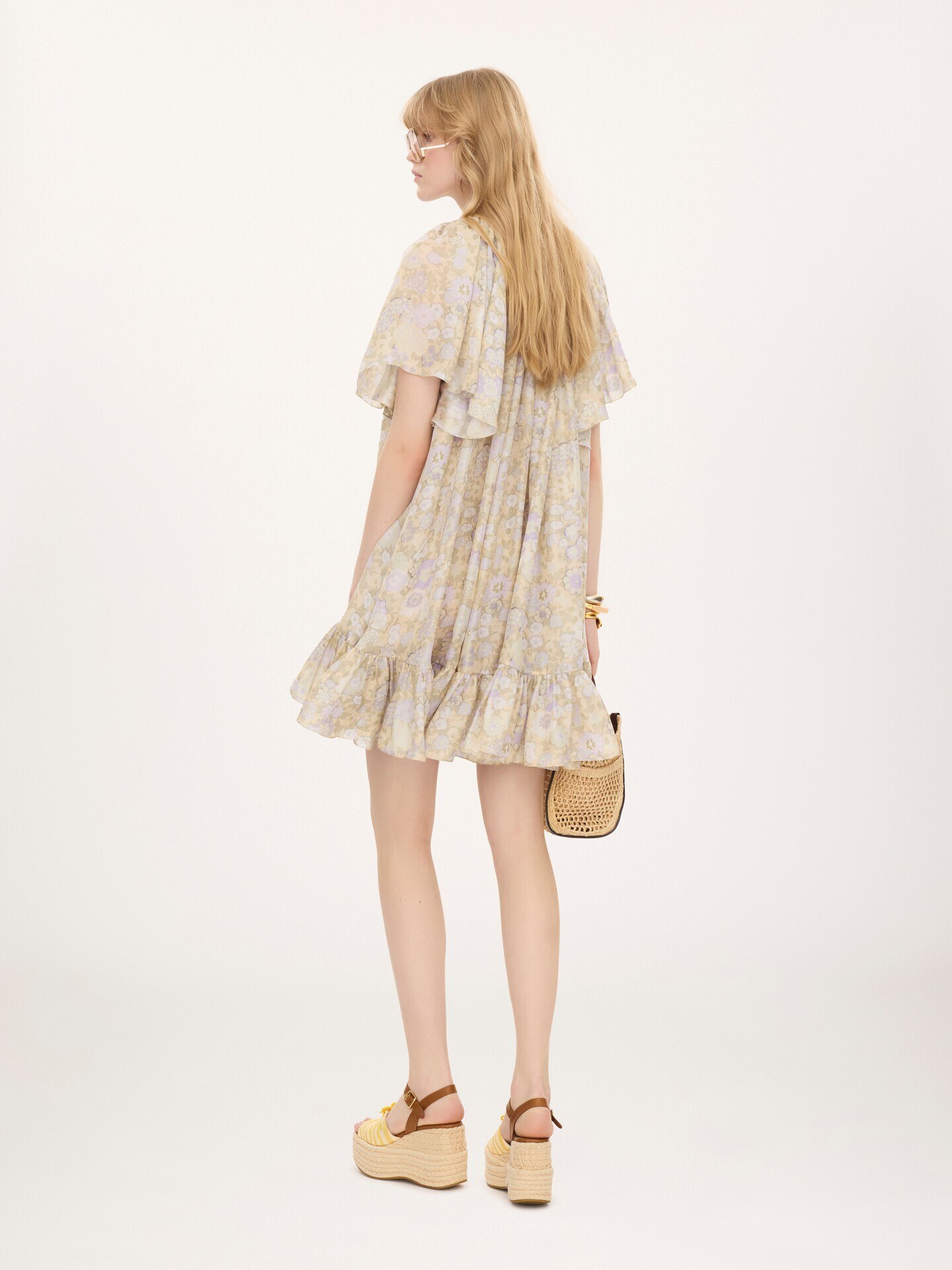 Short pleated dress in silk charmeuse - 5