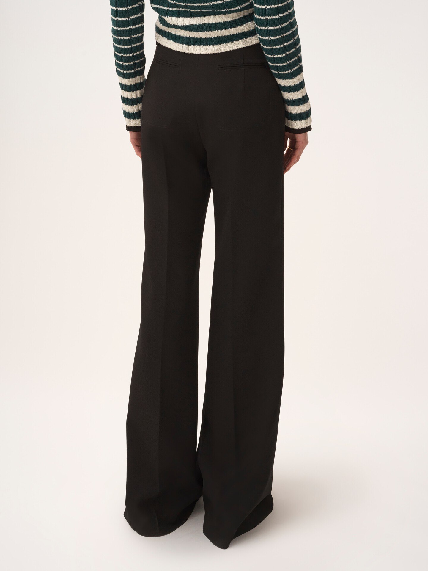 High-rise flared trousers in wool grain de poudre - 5