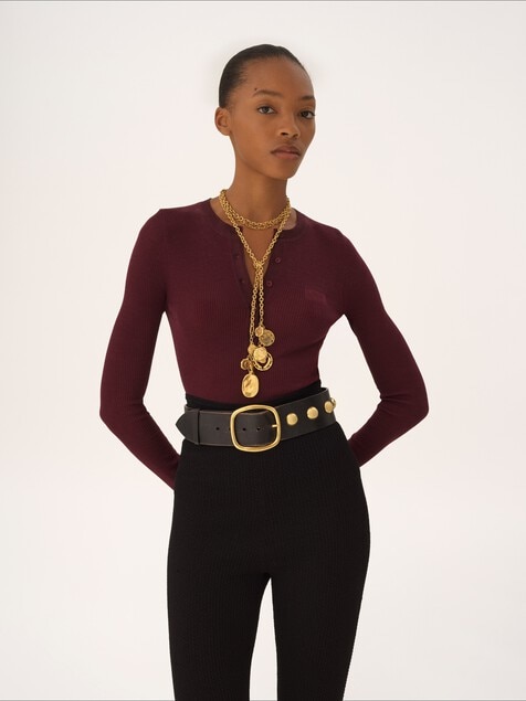Henley shirt in superfine wool knit