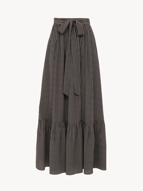 Gathered midi skirt in cr&ecirc;pe de chine