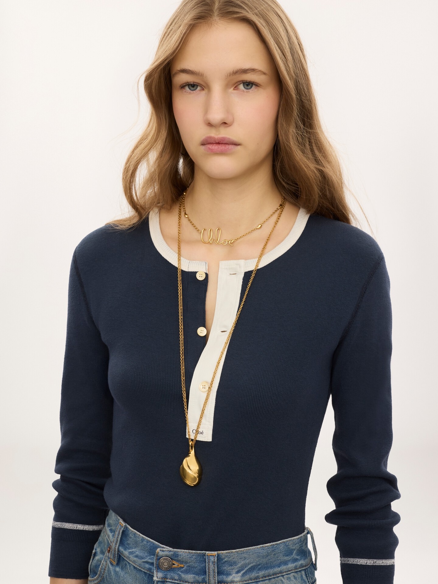 Fitted Henley shirt in cotton jersey - 6