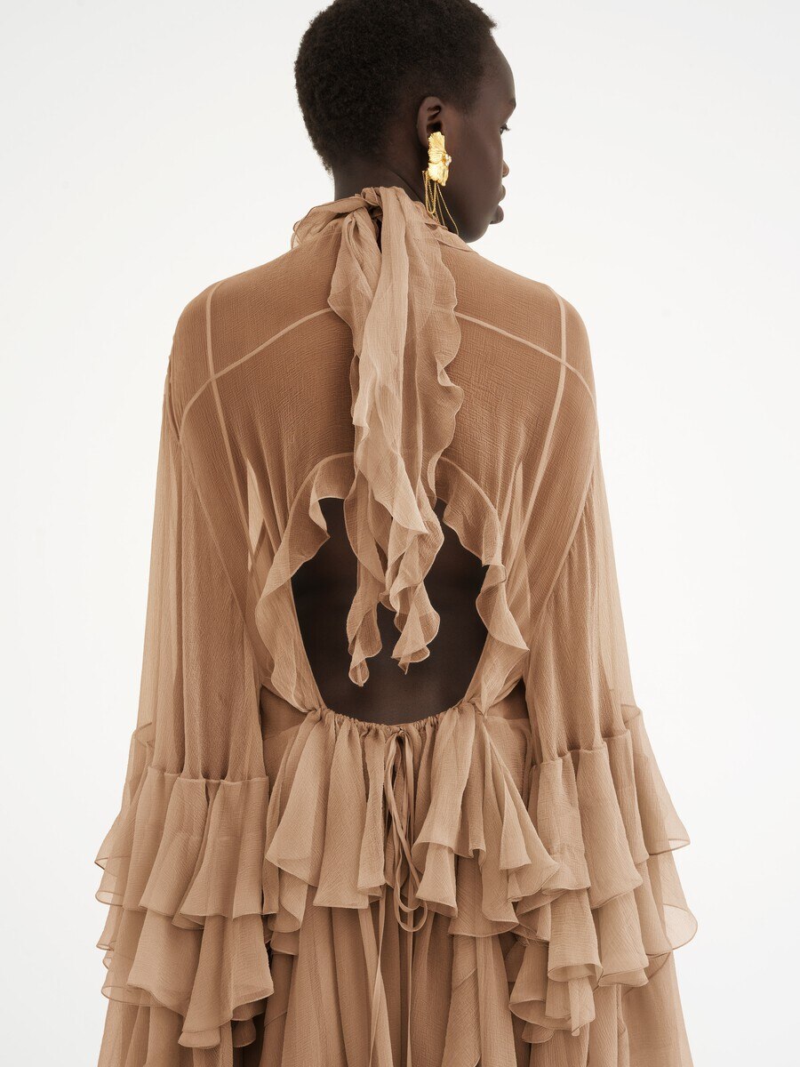 Mini ruffled dress in silk mousseline - 6