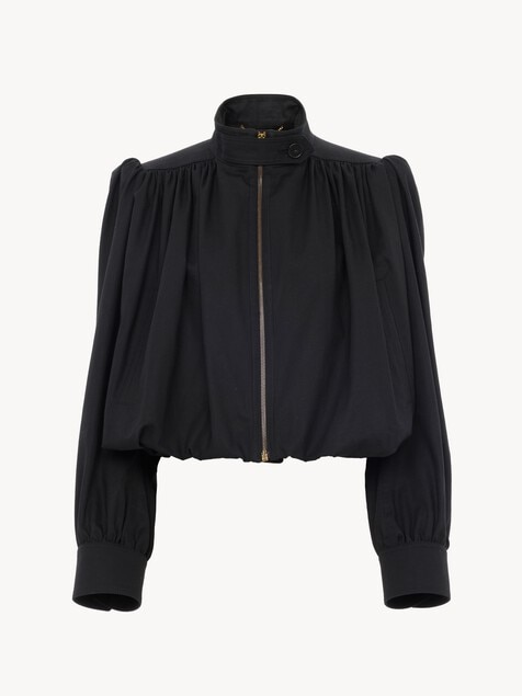 Gathered boule jacket in cotton canvas