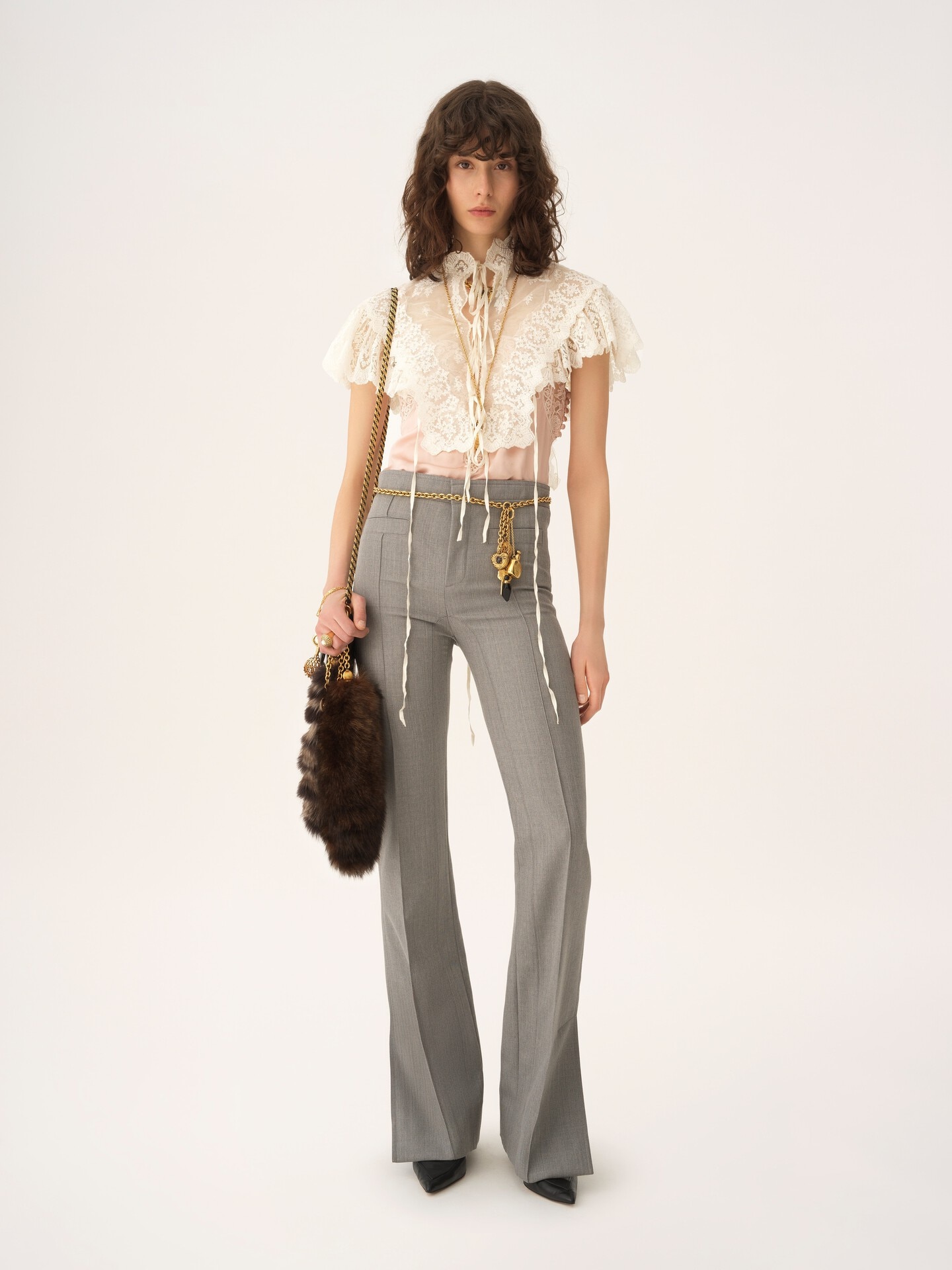 Tailored trousers in chiné wool - 3