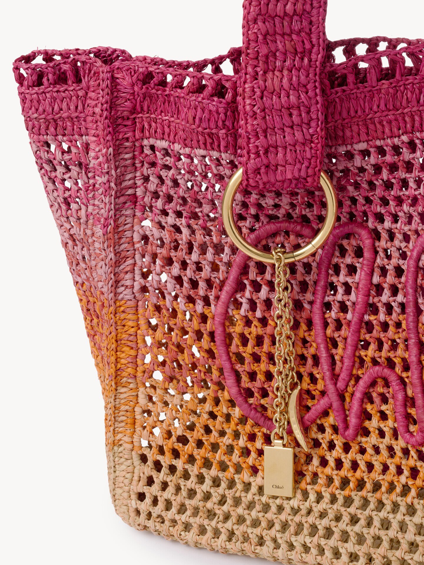 Bolso tote Summer Banana East-West de rafia - 7