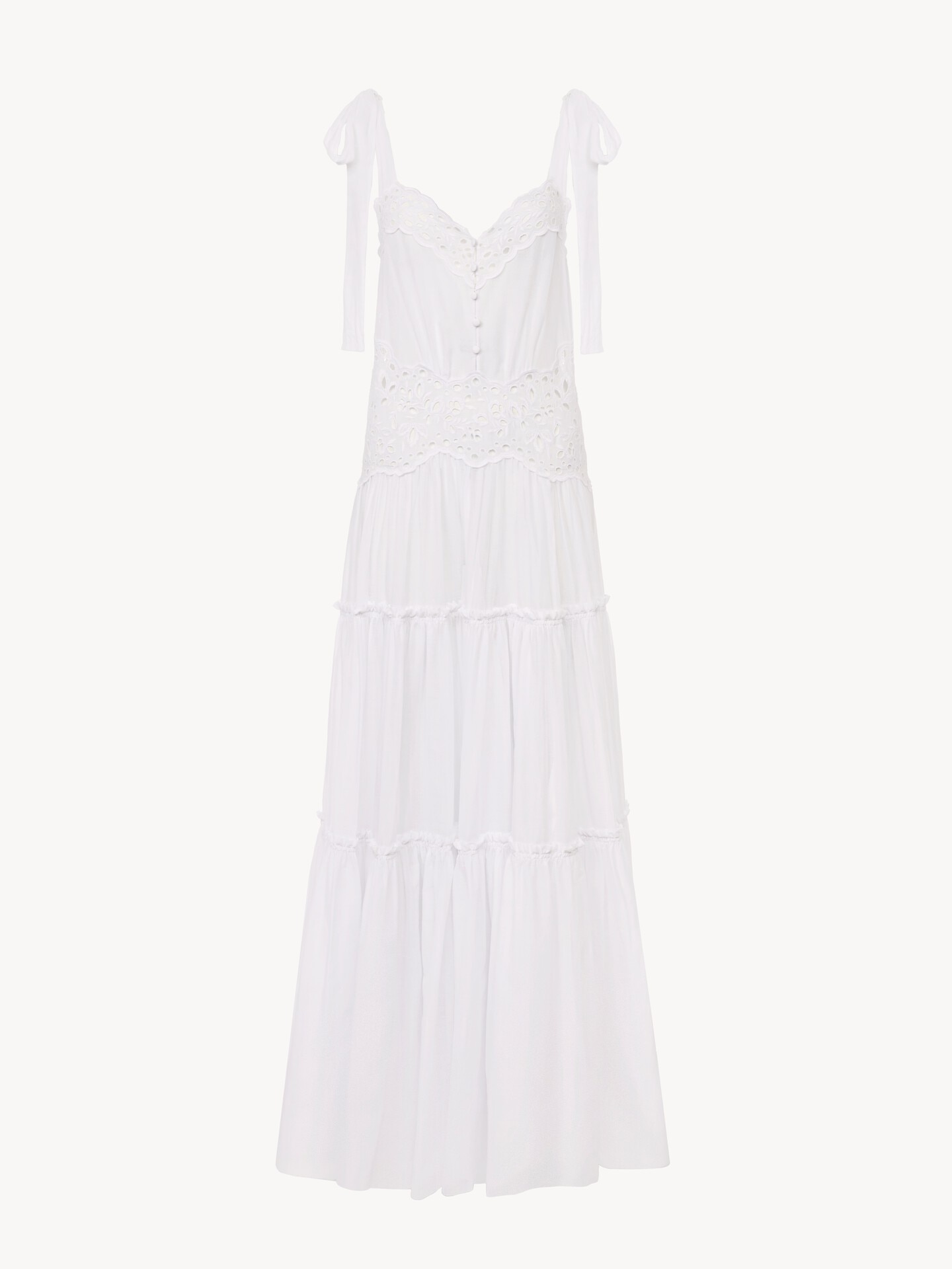 Tiered long dress in cotton voile - 2