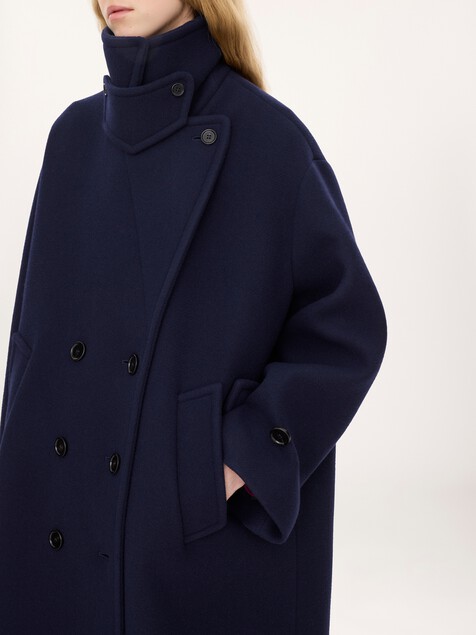Abrigo largo oversize de doble botonadura de lana