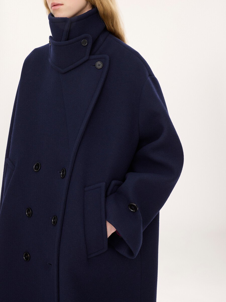Double-breasted oversized long coat in wool - 4