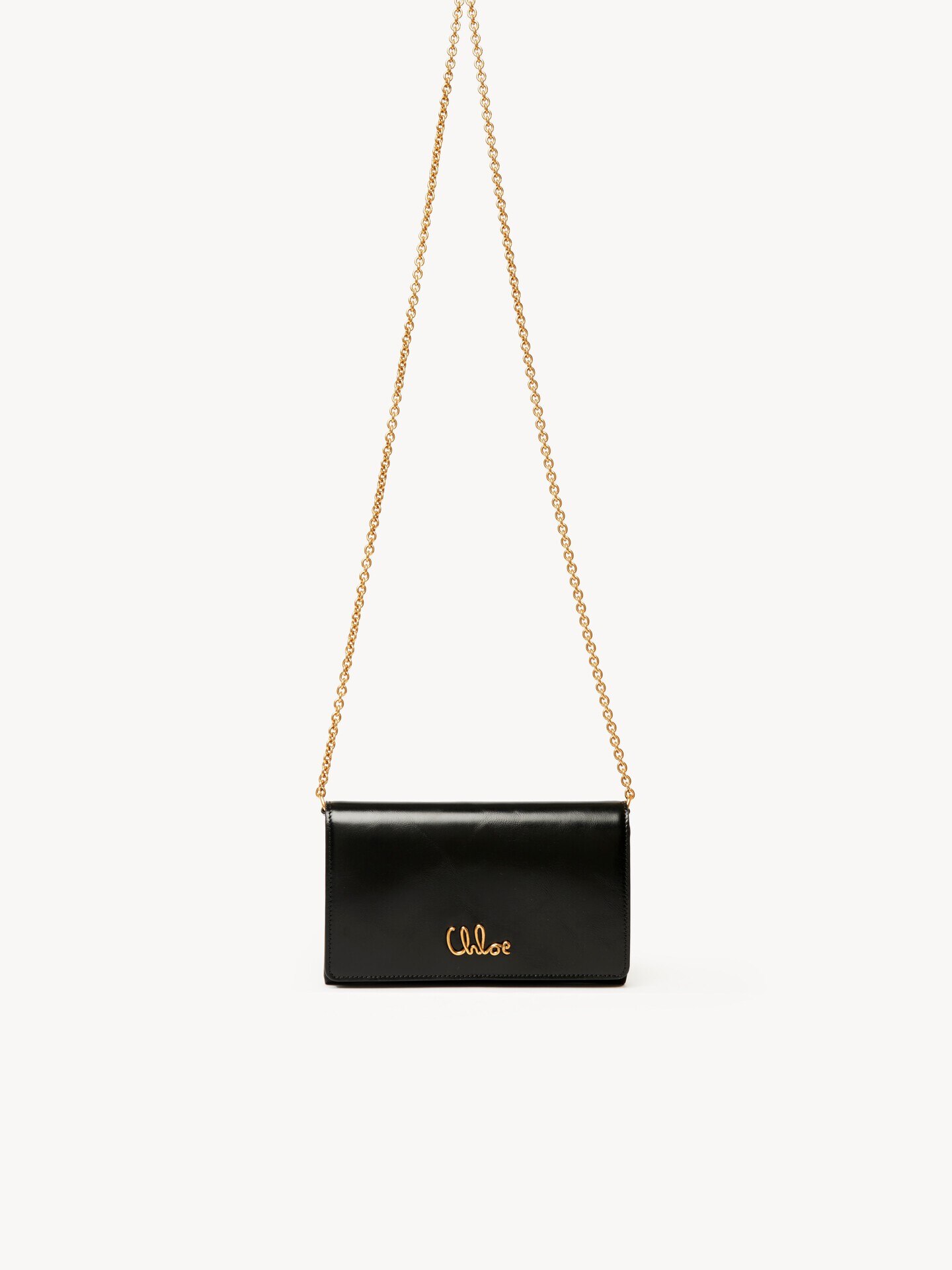 Chlo&eacute; Iconic flap wallet on chain in shiny leather - 2
