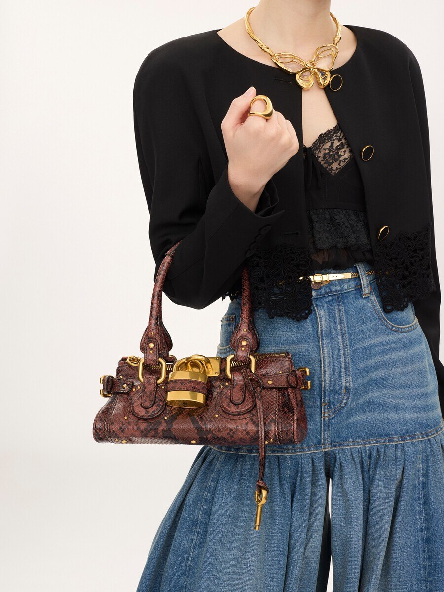 Small Paddington bag in python-effect leather - 3