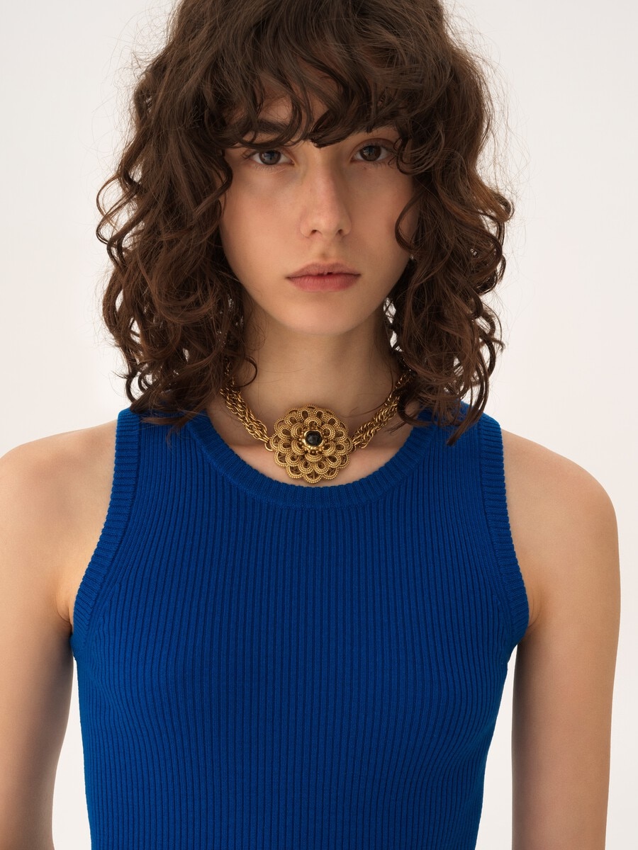 Crew-neck tank top in a wool knit - 6