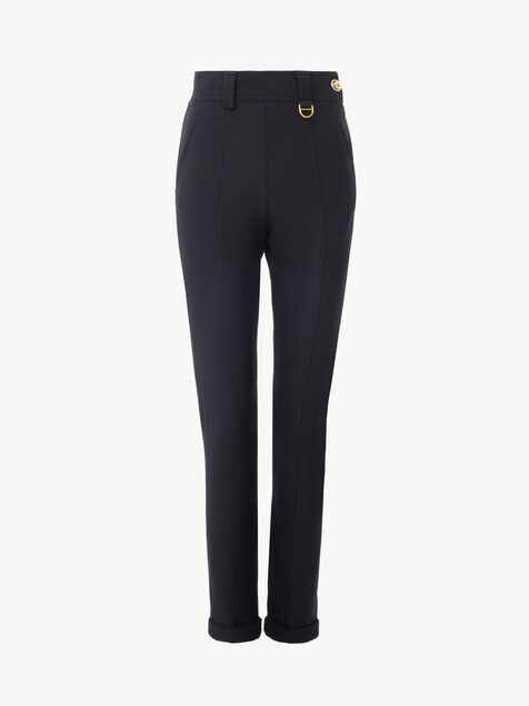 Fitted high-rise trousers in stretch tricotine