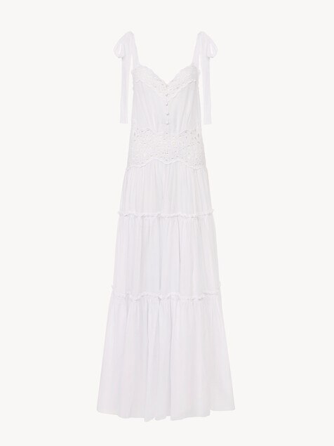 Tiered long dress in cotton voile