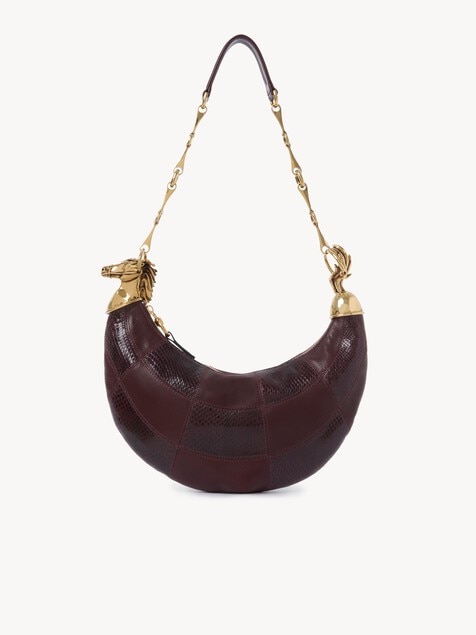 Bolso de hombro Chain Horse de cuero granulado y cuero de serpiente