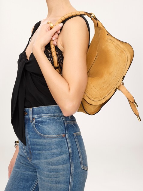 Small Marcie shoulder bag in suede leather