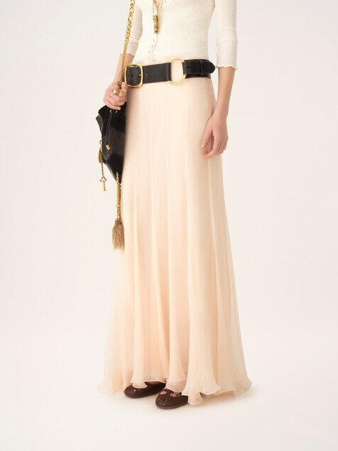 Fluid maxi skirt in silk mousseline