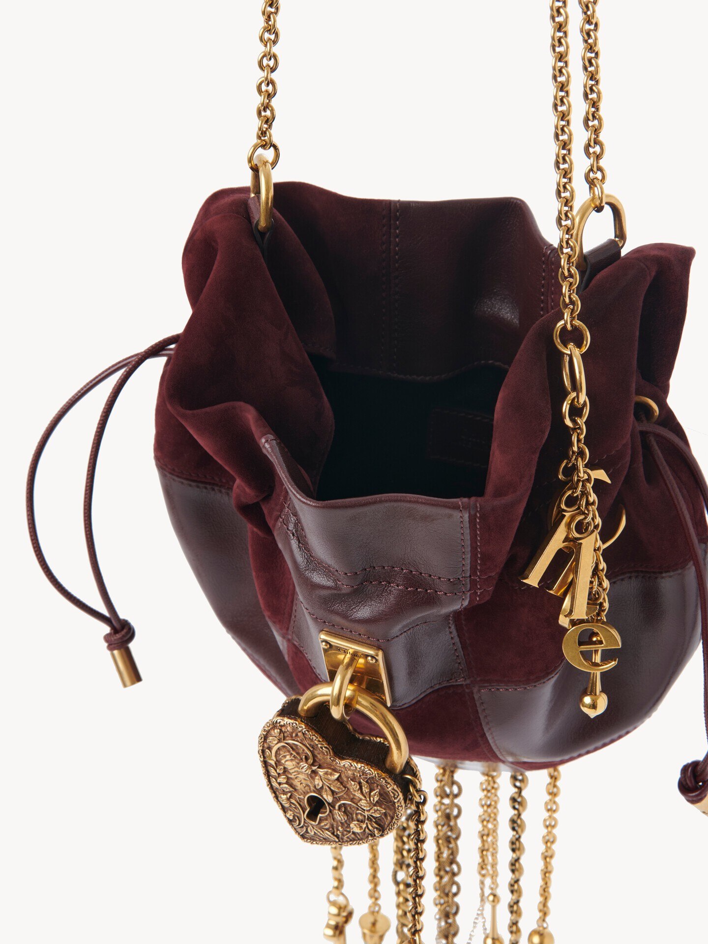 Ch&acirc;teau Treasures cross-body bag in grained & suede leather - 7