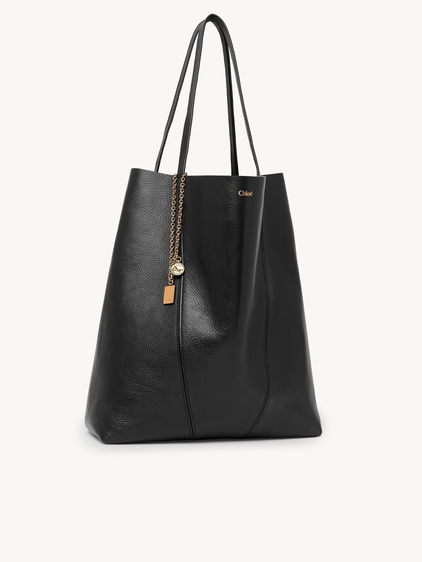 Large Chloé Spin tote bag in grained leather - 5