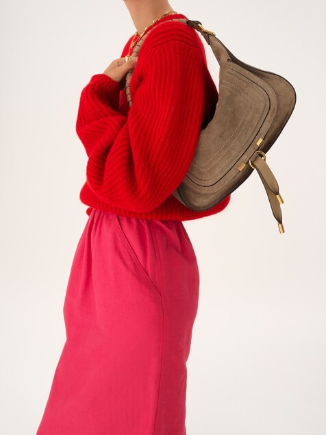 Small Marcie shoulder bag in suede leather