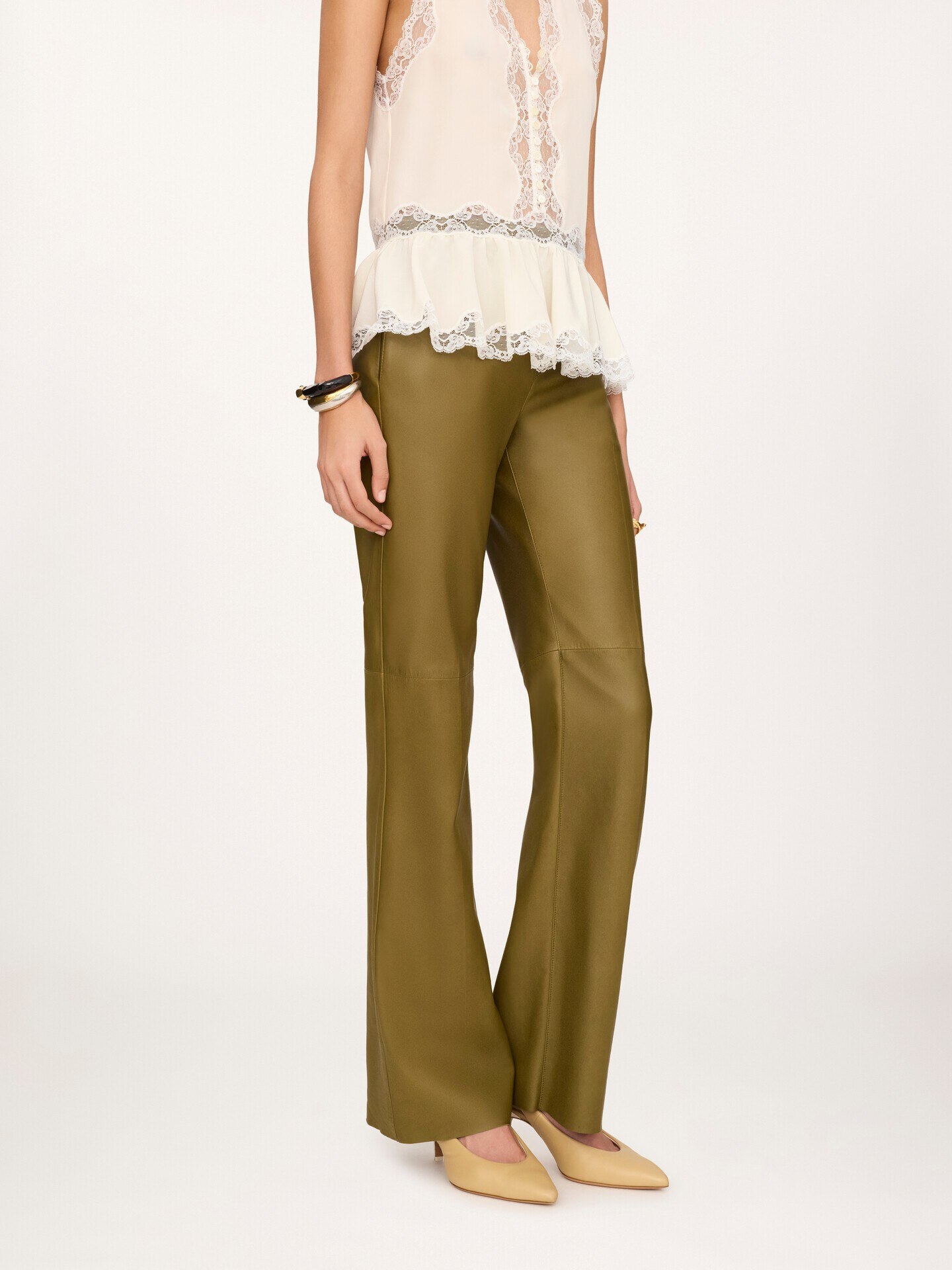 Straight trousers in leather - 4