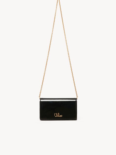 Chlo&eacute; Iconic flap wallet on chain in patent leather