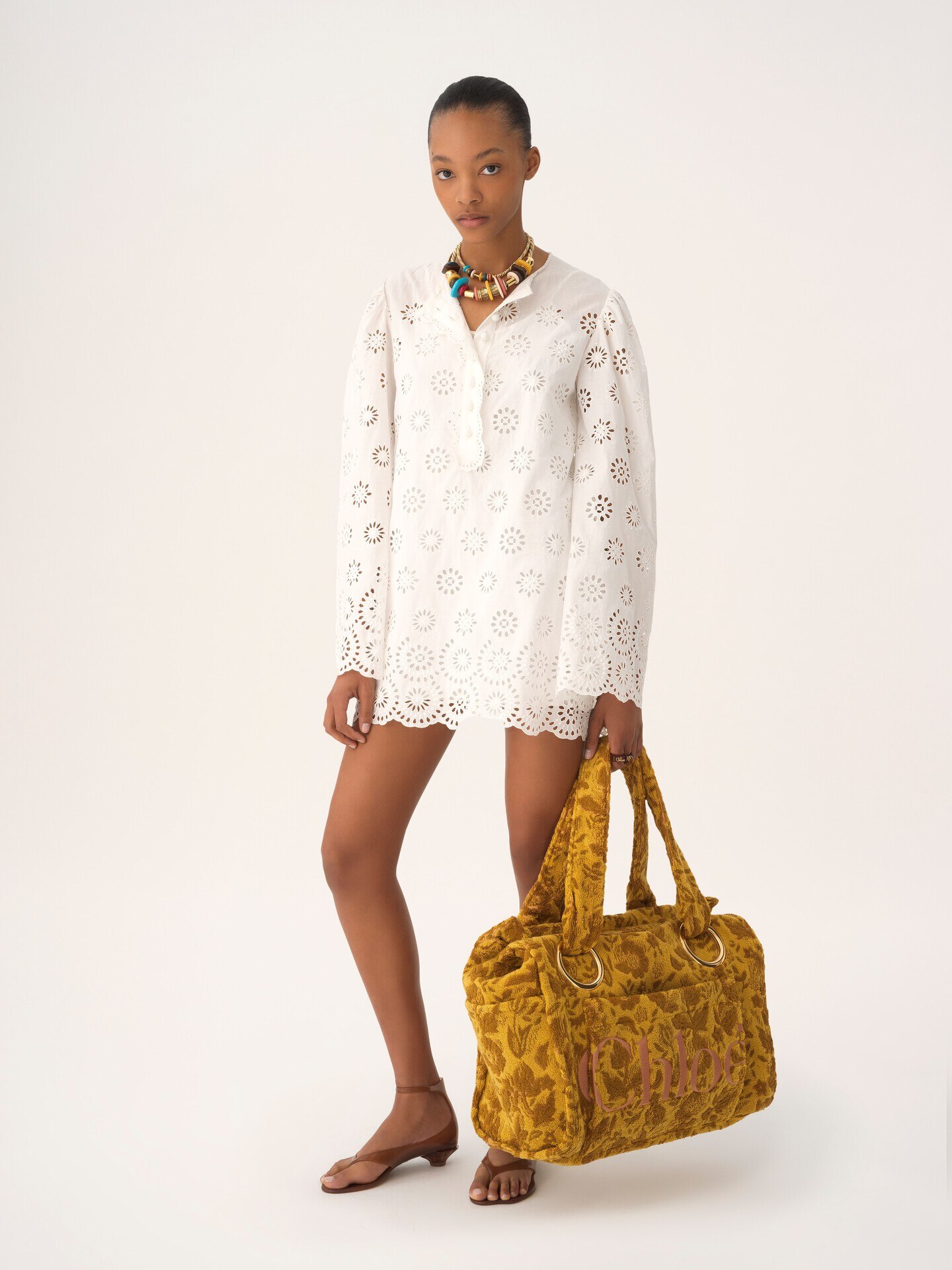 Large Chloé Plage tote bag in jacquard terry - 8