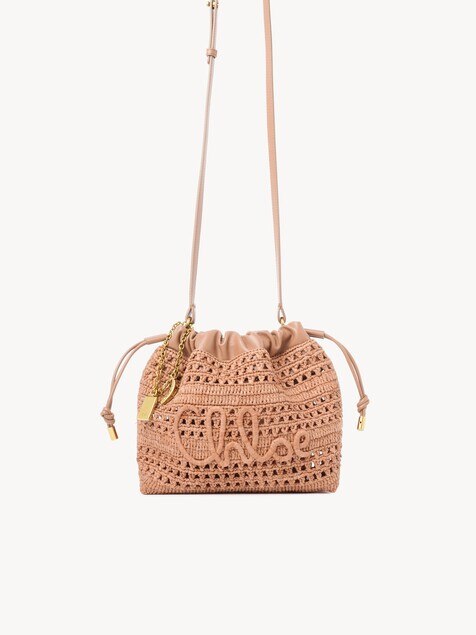 Mini bolso de hombro con cord&oacute;n Summer Banana de rafia