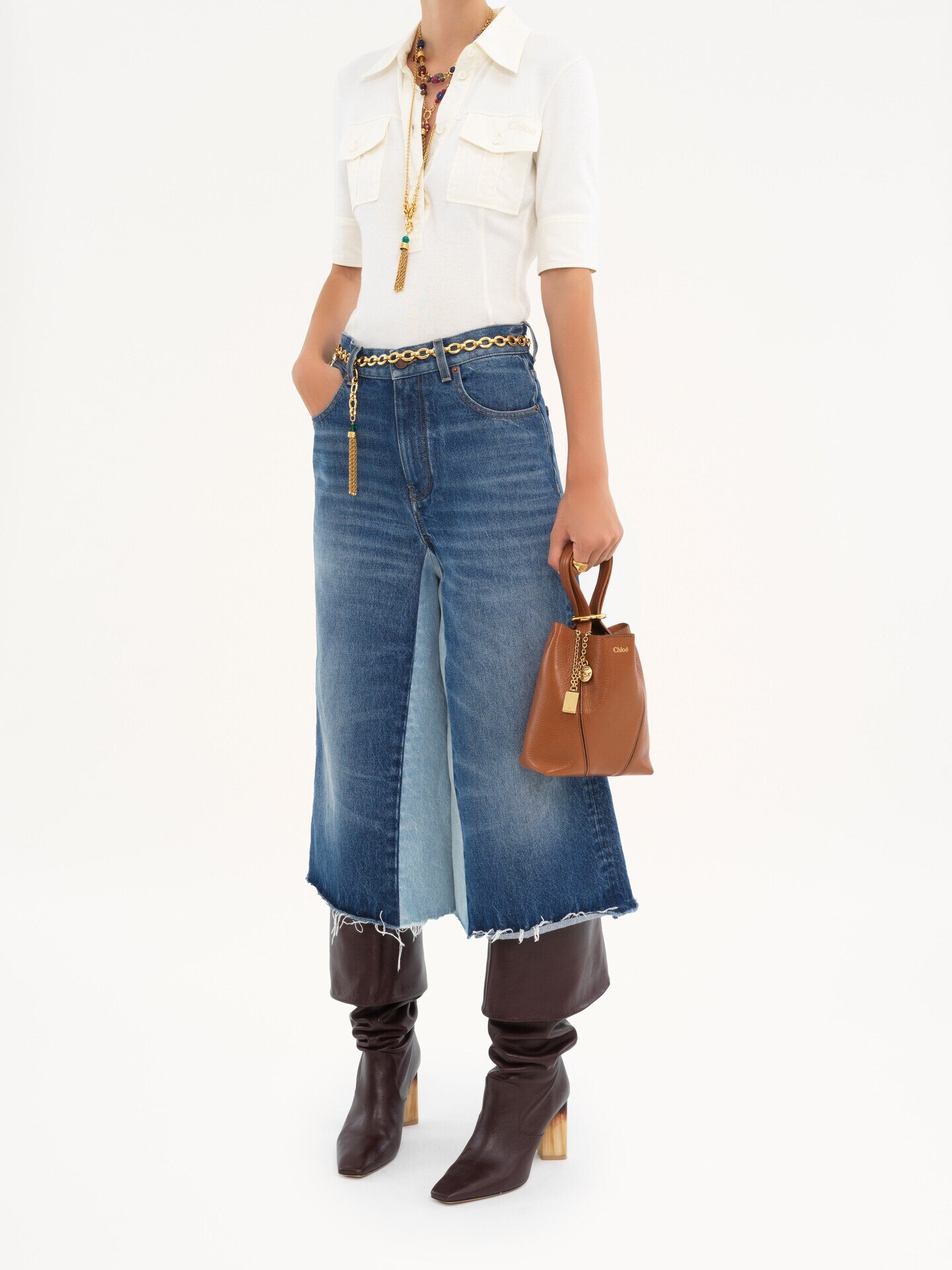 Small Chloé Spin tote bag in grained leather - 7