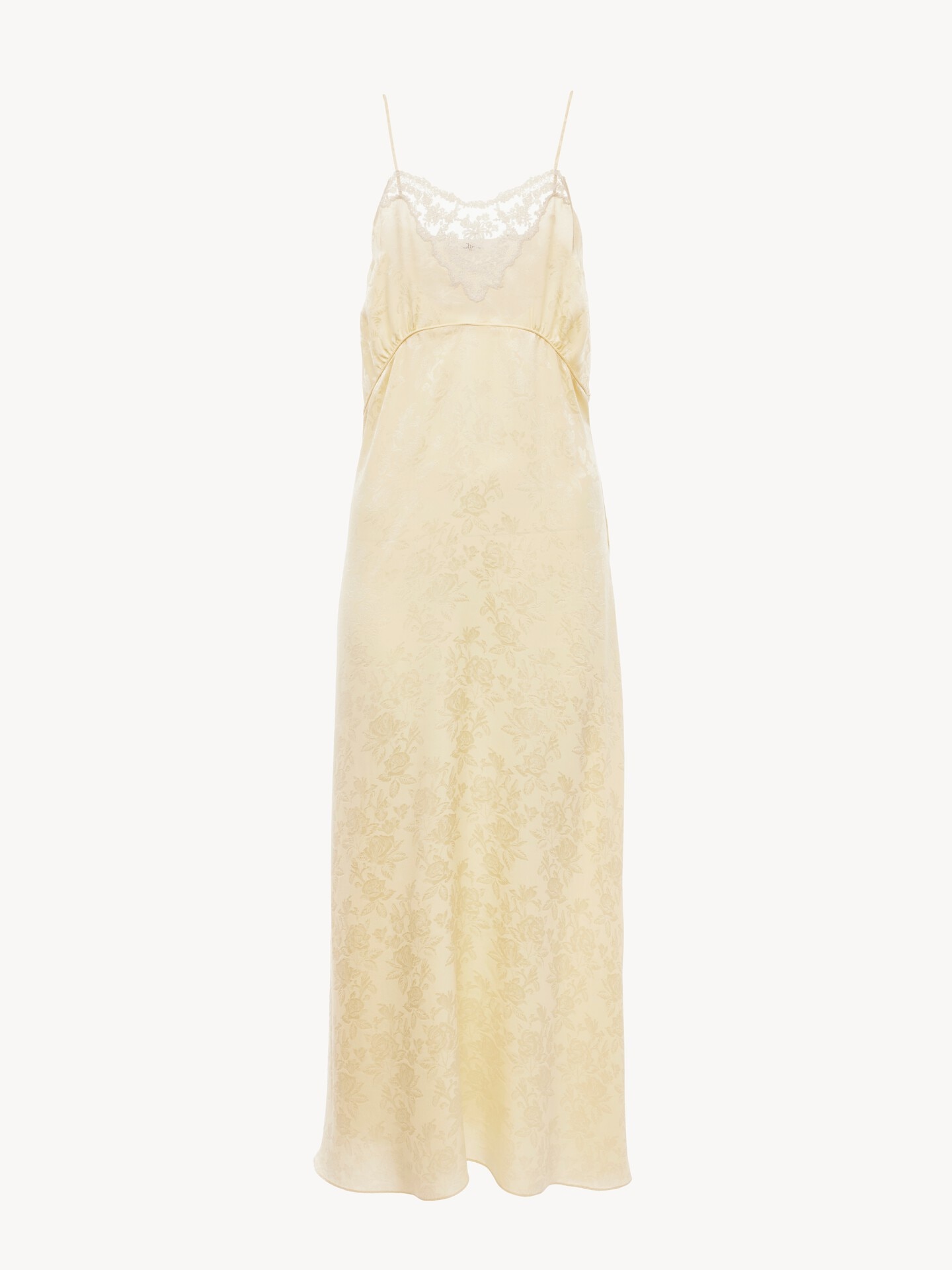 Thin-strap midi dress in silk jacquard & lace - 2