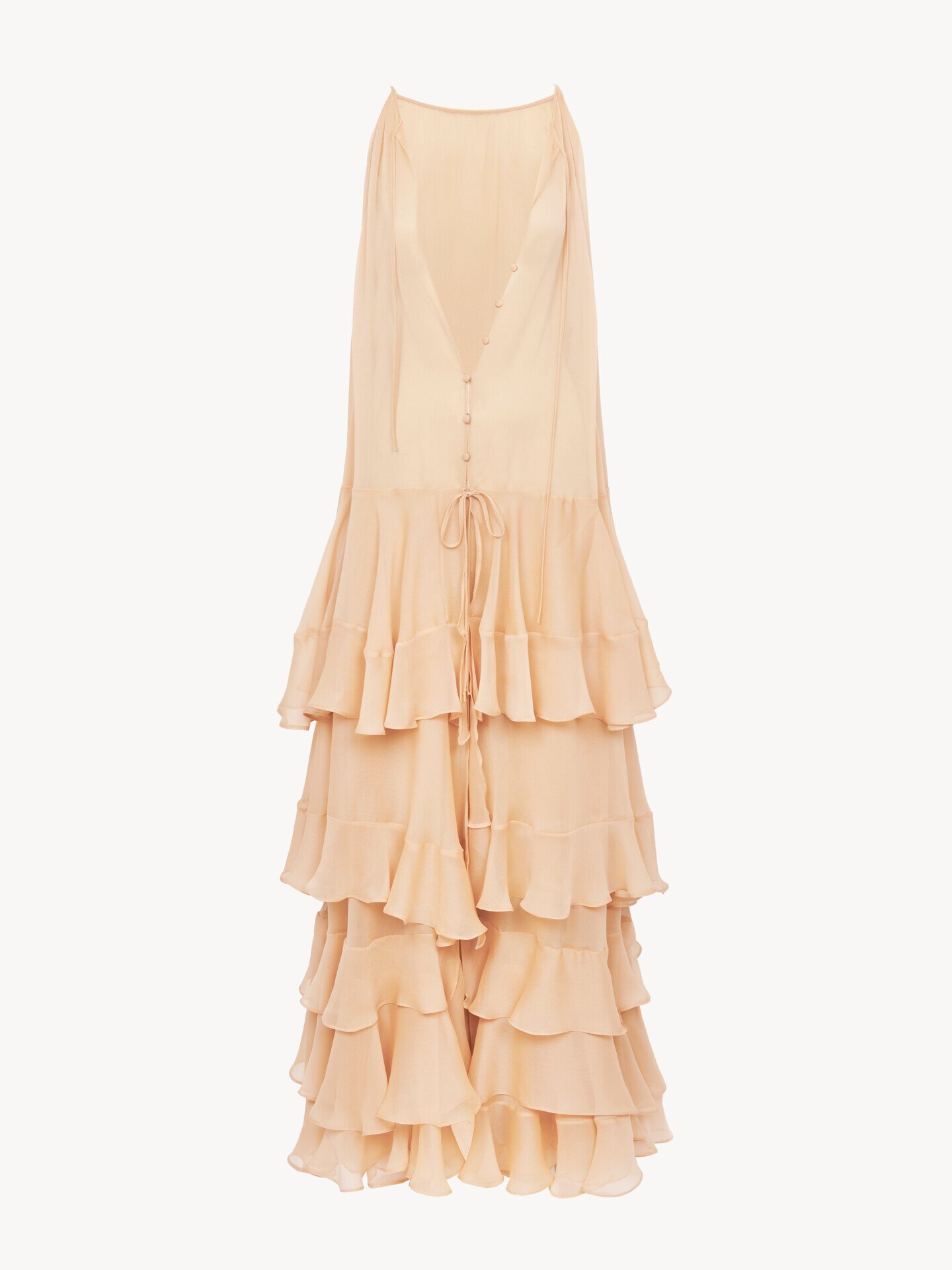 Maxivestido estratificado de georgette de seda - 2