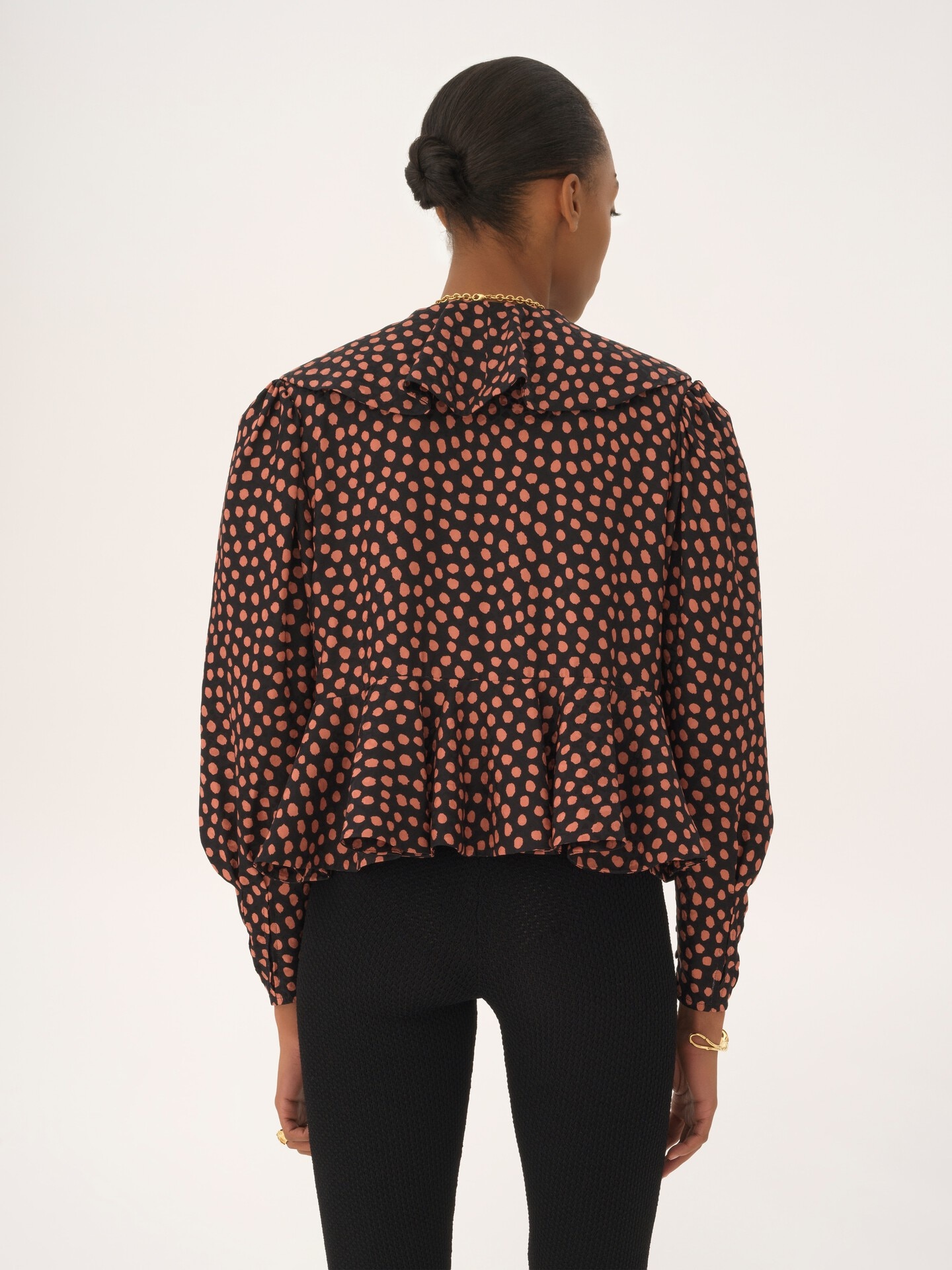 V-neck ruffled top in silk jacquard - 7
