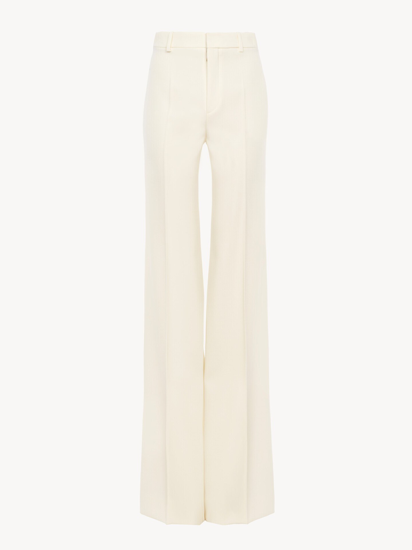 High-rise flared trousers in wool grain de poudre - 1