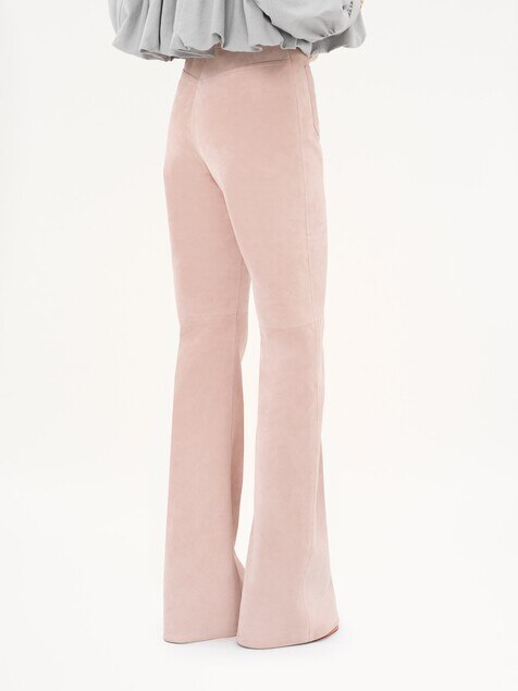 High-rise flared trousers in suede