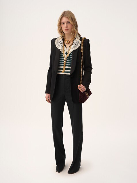 Boyish tailored pants in wool grain de poudre