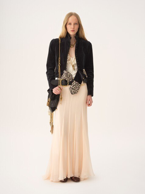 Fluid maxi skirt in silk mousseline