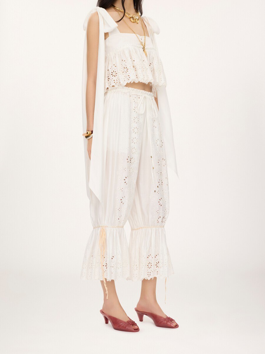 Fluid drawstring pants in soft cotton - 4