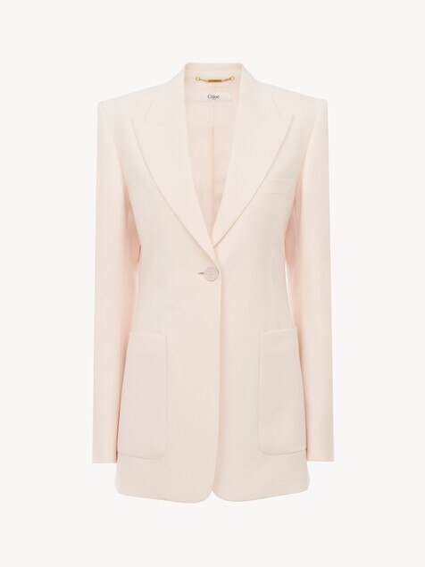 Single-breasted tailored jacket in wool gabardine