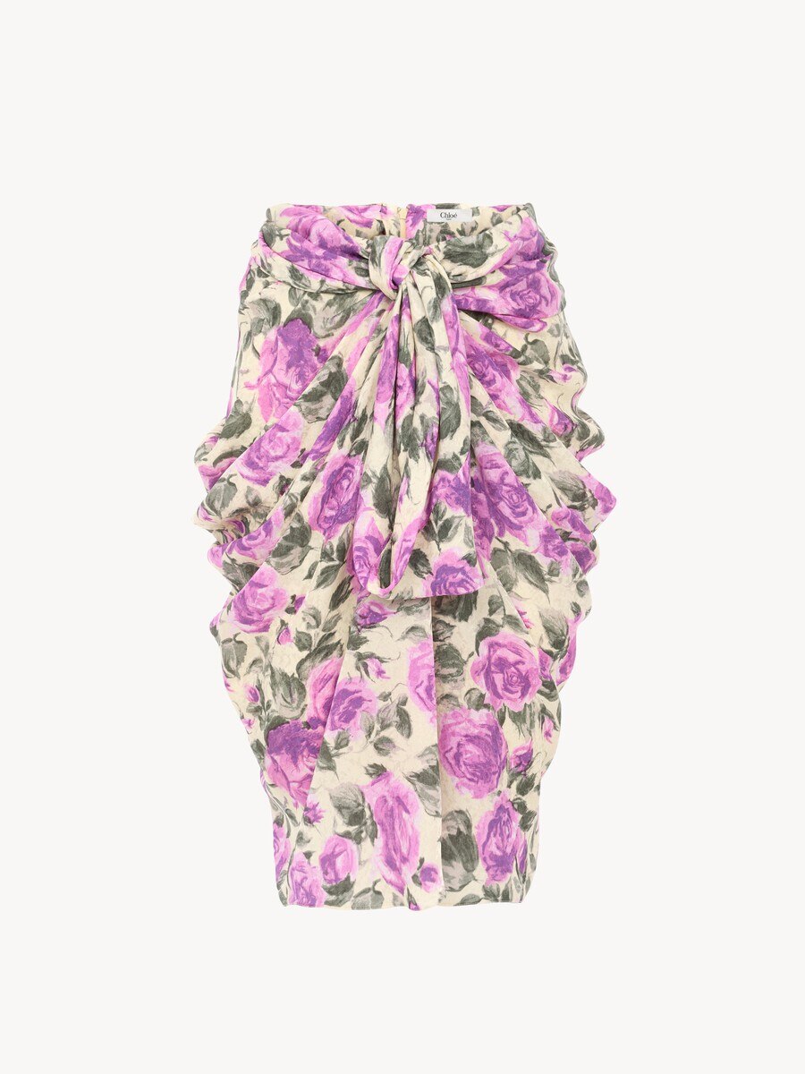 Knee-length wrap skirt in silk - 1