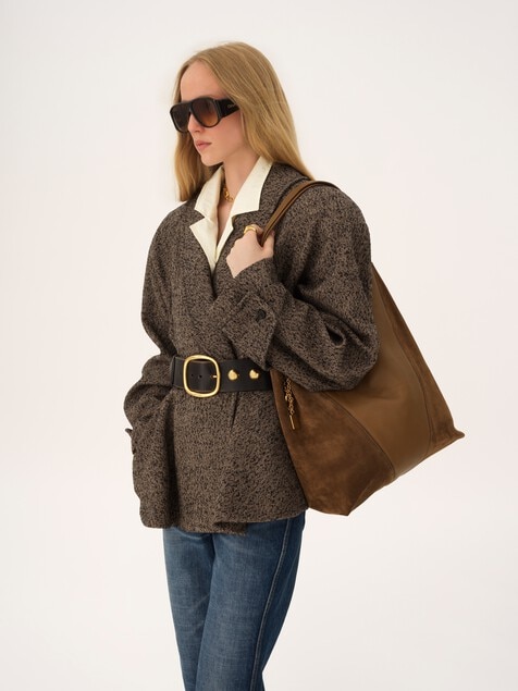 Bolso tote Chlo&eacute; Spin grande de ante y cuero granulado