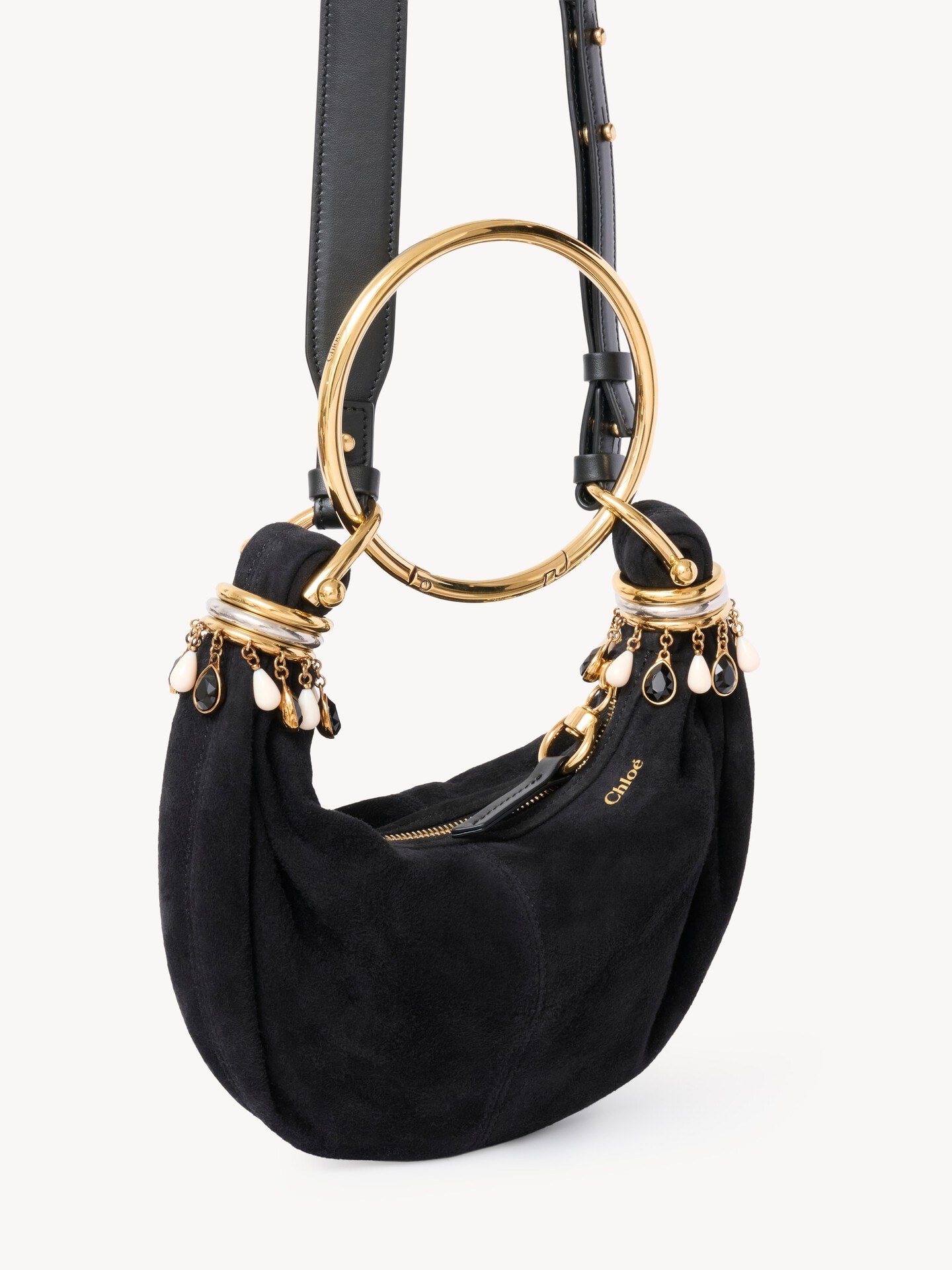 Mini Beaded Bracelet Hobo bag in suede leather - 3