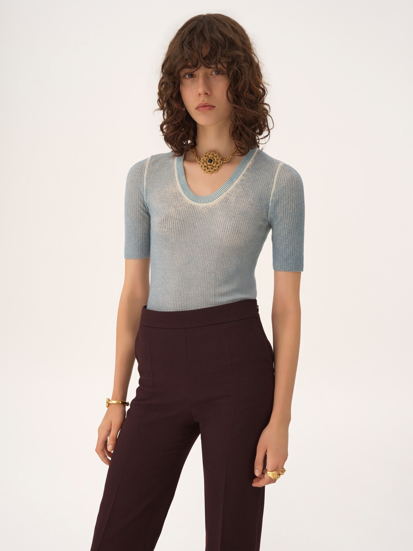 Short-sleeve sweater in a merino wool knit - 4