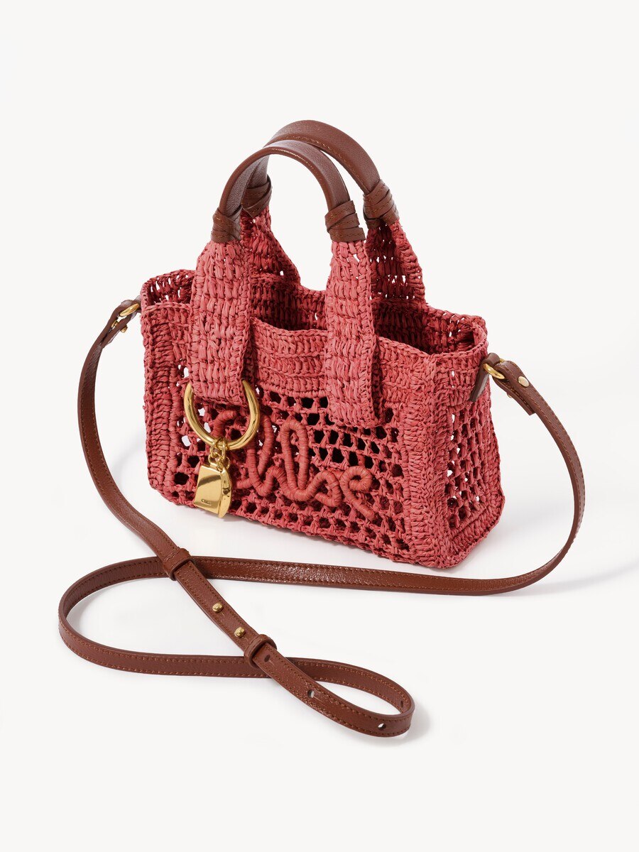 Mini Summer Banana east-west tote bag in raffia - 4