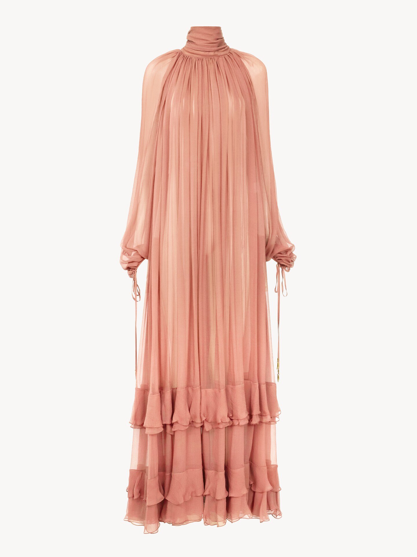 Gathered long dress in silk mousseline - 2