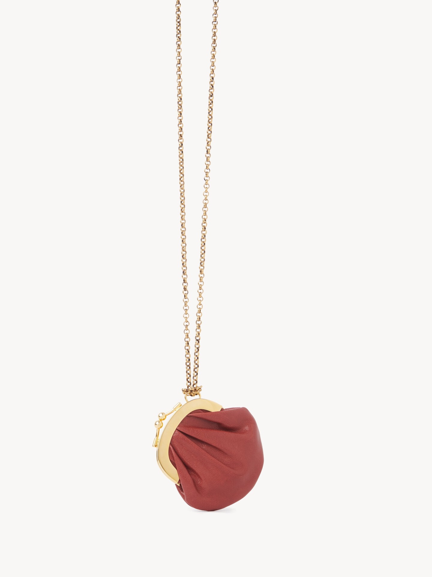 Micro Horse Medal coin purse necklace in grained leather - 5